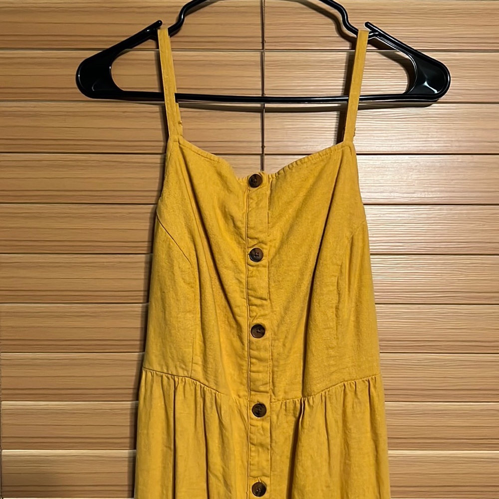 Gold Linen midi Dress - Size large, Old Navy